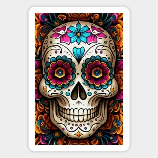 Dia De Los Muertos, Retro Sugar Skull Design Magnet